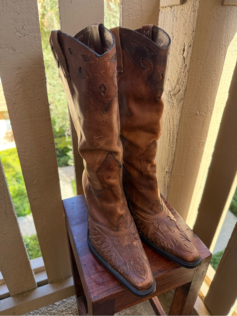 MIA Brown Leather Rockstar Western Heeled Boots